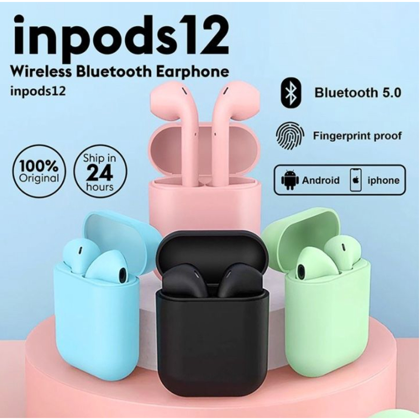 Headset bluetooth i12 INPODS / Tws bluetooth INPODS i12 / earphone macaron i12 INPODS bluetooth