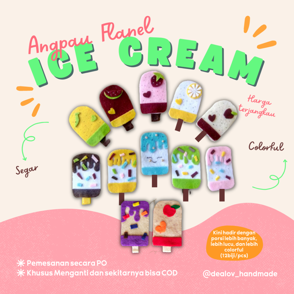 

[1 Lusin] Amplop Flanel Ice Cream Stick | Amplop Flanel Lebaran | Amplop Lucu | Amplop Flanel Murah