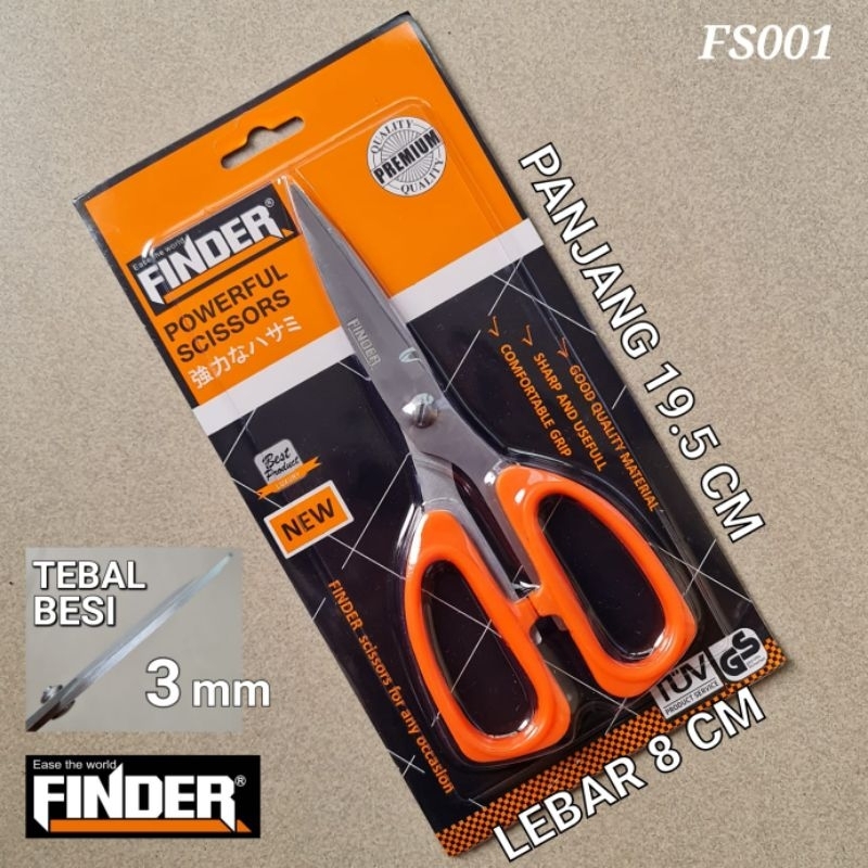 

Gunting Serbaguna FINDER 7,5 INCH 19,5 CM warna ORANGE / Powerful Scissor