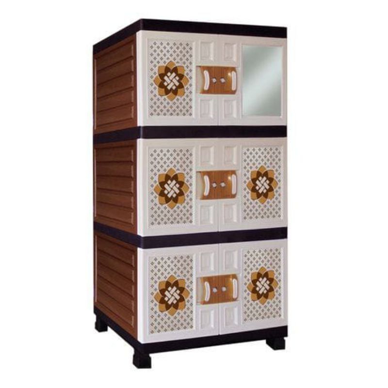 JUMBO lemari pakaian baju plastik Full Kunci Full Warna cermin MOTIF BATIK MOCCA MASTER