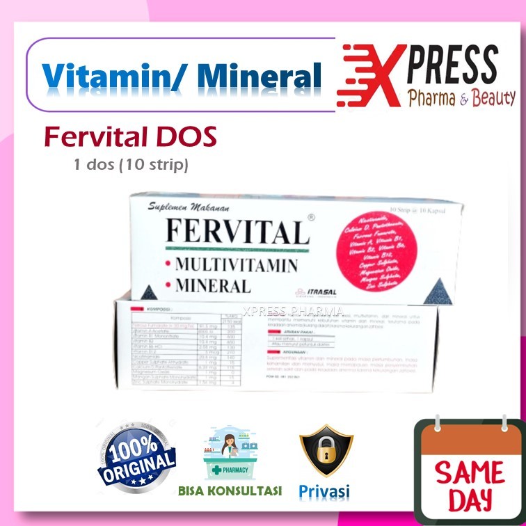 XPRESS  Fervital DOS Vitamin Mineral Ferfital Verfital Vervital Fervita Box Dus Tablet Zet