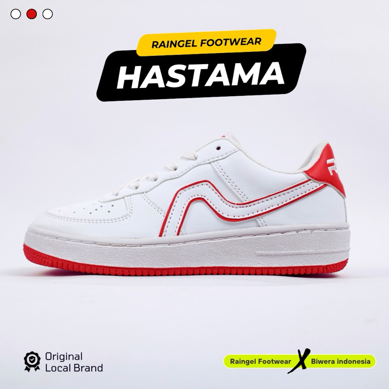 HASTAMA ONE - RAINGEL FOOTWEAR Sepatu lokal brand - Sneakers White Red