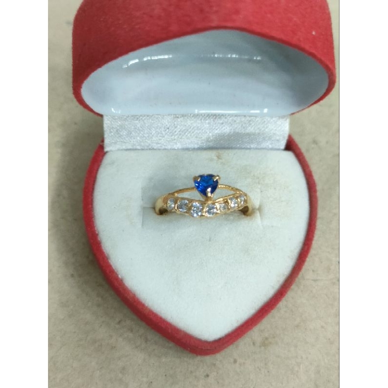 cincin V love mata putih biru 1 gram emas muda