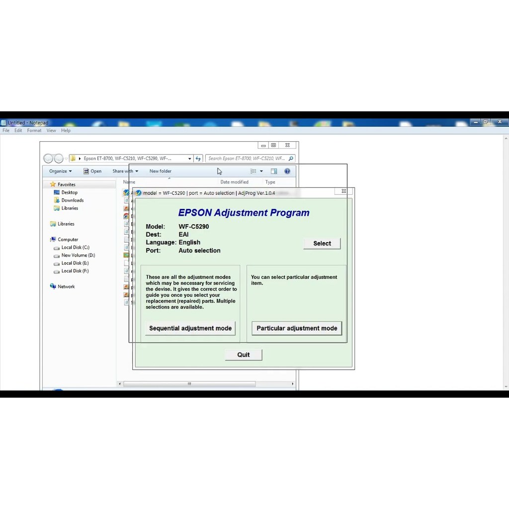 Epson ET-8700 WF-C5210 WF-C5290 WF-C5710 WF-C5790 Resetter (Adjustment Program) ORIGINAL DVD FILE