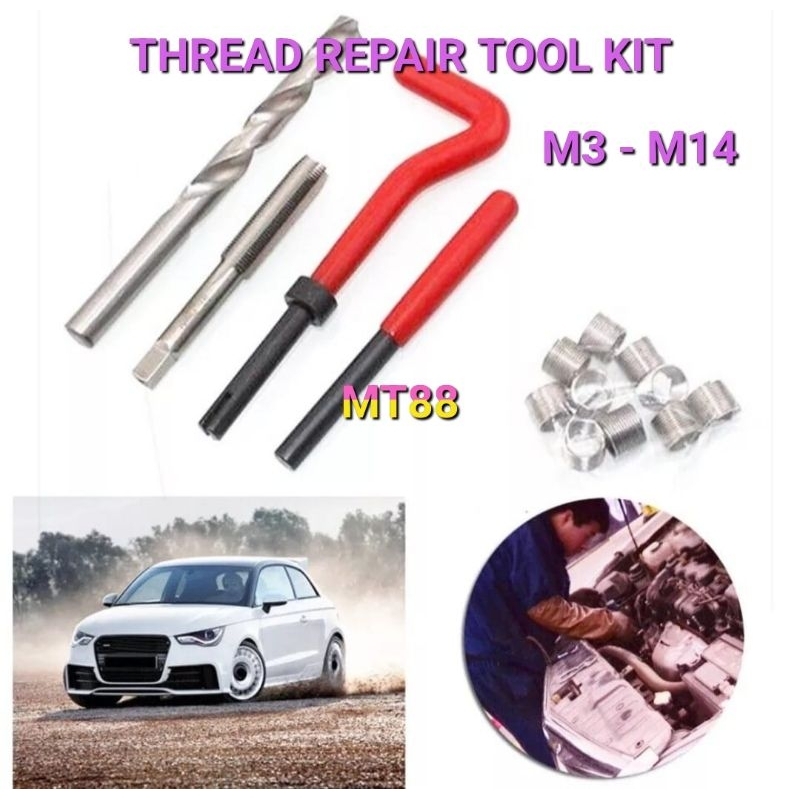 Thread Repair Tool Kit Recoil Set M3 M4 M5 M6 M7 M8 M10 M11 M12 M14 Tap Recoil Set Perbaikan Darat B