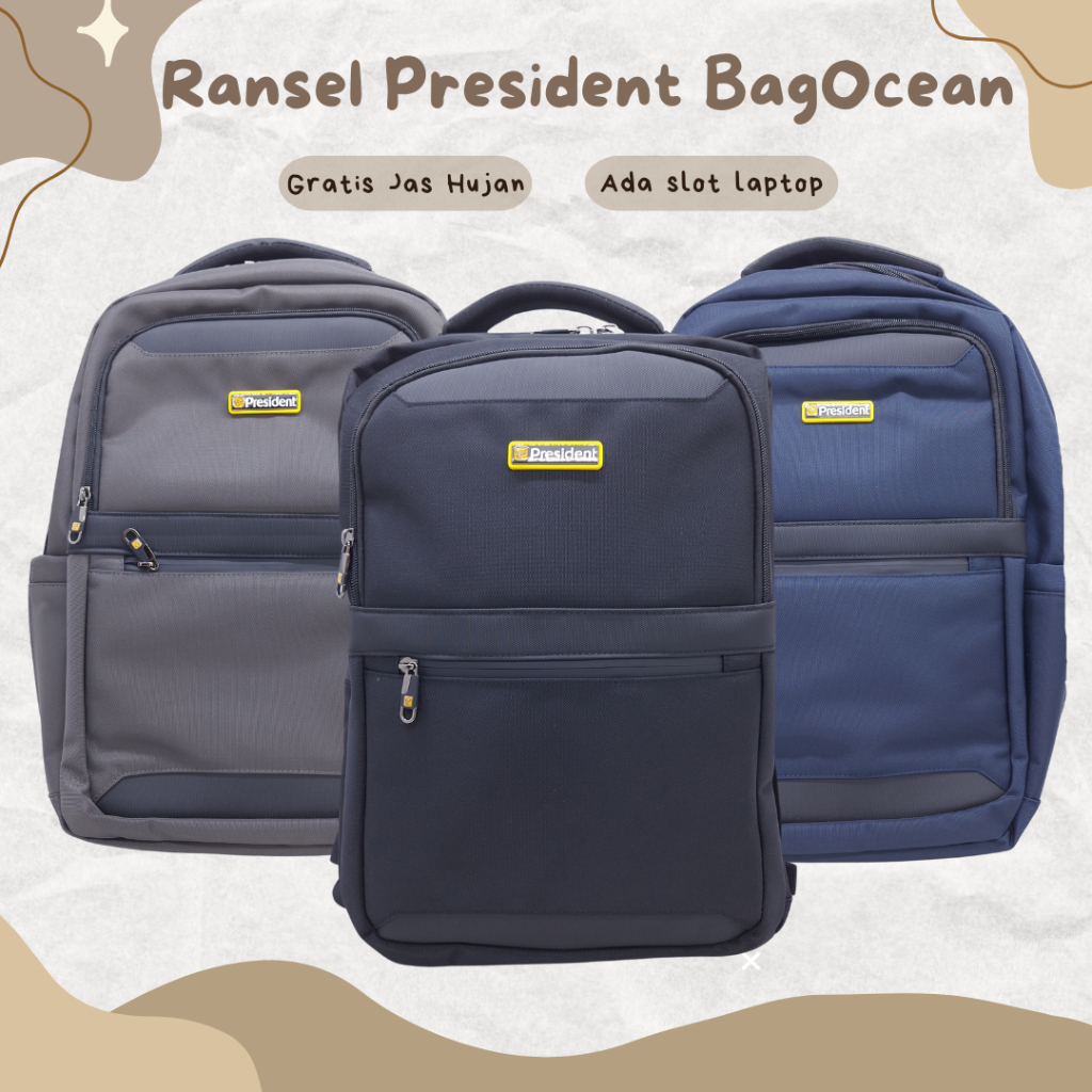 Tas PRESIDENT ORIGINAL PREMIUM / Ransel Laptop PRESIDENT BARU / Tas LAPTOP PRESIDENT MURAH / Tas PRE