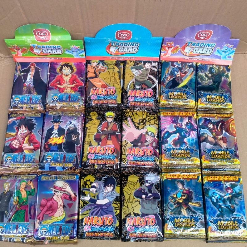 12 Sachet Mainan Kartu New ML Trading Card Game DG Mobil Legend Naruto New Grosir