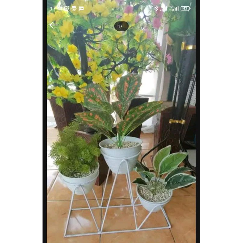 standing pot 3in1 / standing pot bunga besi