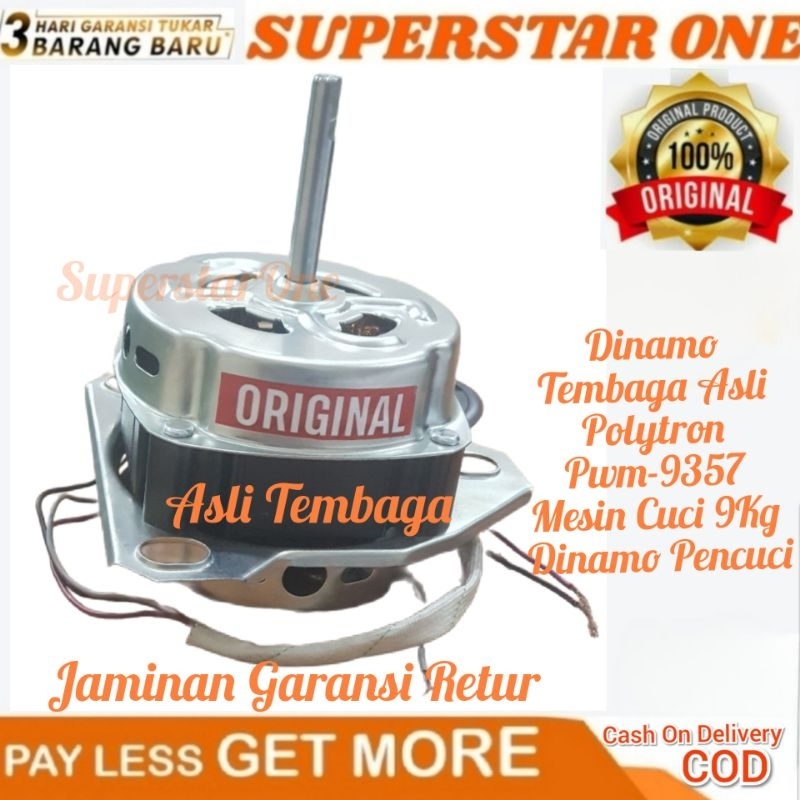 Dinamo Tembaga ASLI POLYTRON PWM-9357 Mesin Cuci 9KG Dinamo Pencuci