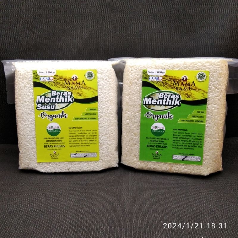 

Beras Menthik Organik 1kg, Vaccum | Mama Kamu