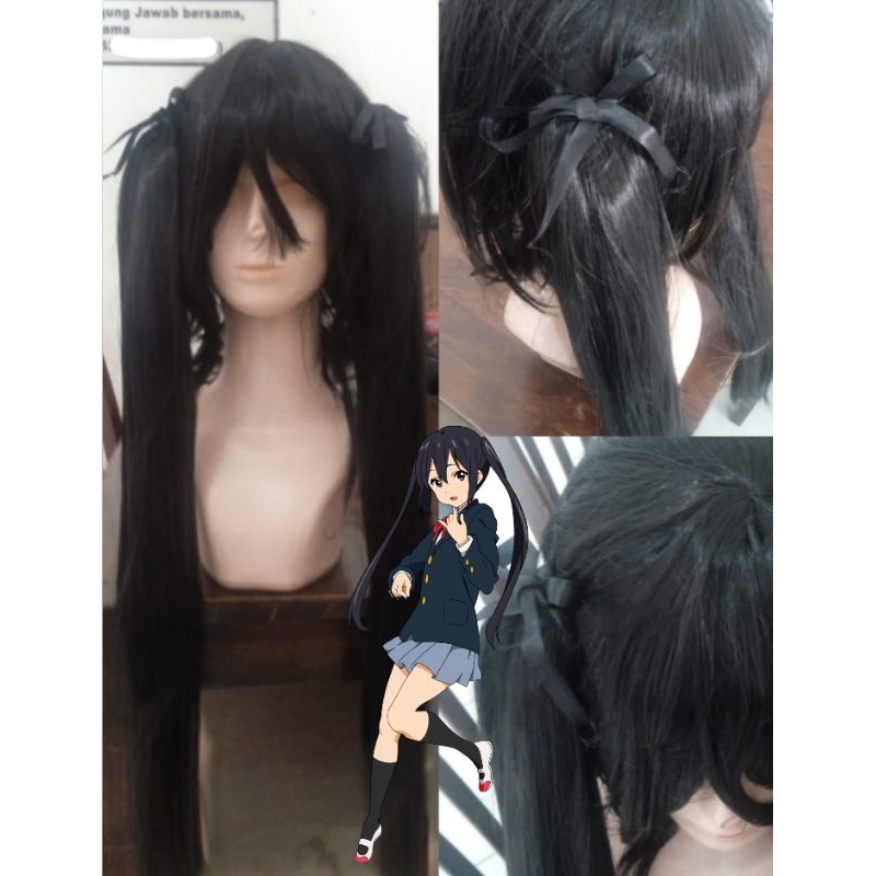 Wg twintail hitam Azusa Nakano Cosplay K on