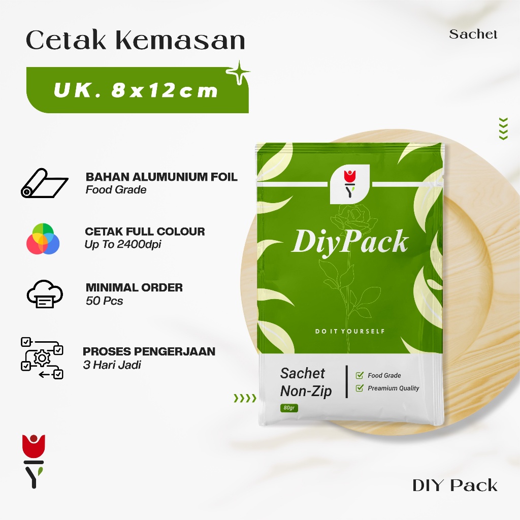 

Diypack - Cetak Kemasan Sachet Ukuran 8x12 Untuk Kemasan Masker Wajah, Kopi