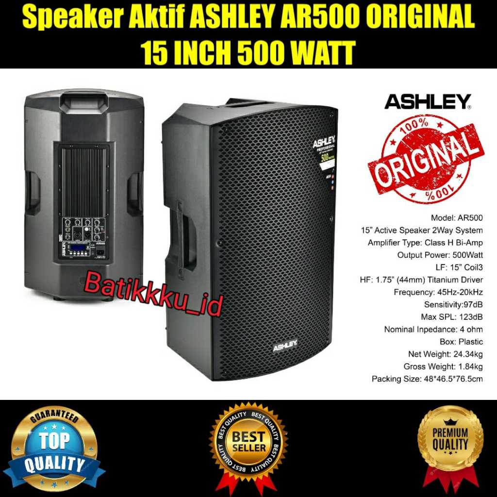 Speaker Aktif ASHLEY AR500 AR 500 ORIGINAL 15 INCH 500 WATT