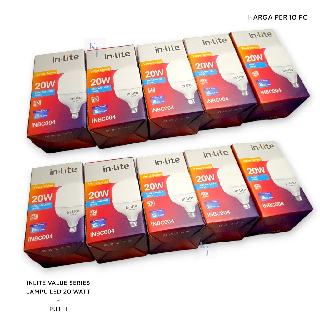 Lampu Led IN LITE Led INLITE 20Watt 20 Watt Putih Value INBC004 ( Paket 10 Pcs )