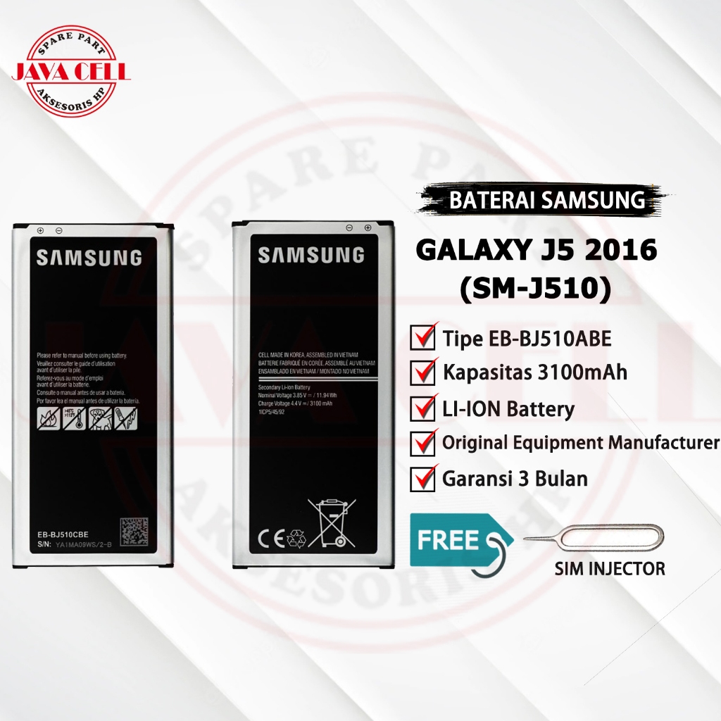 Baterai Batre Battery Samsung Galaxy J5 2016 J510 Original Garansi 3 Bulan