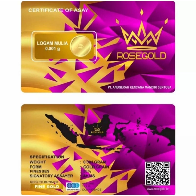 Logam mulia 0.001g | Logam emas | Logam mulia untuk koleksi | logam mulia asli untuk pajangan | ROSE