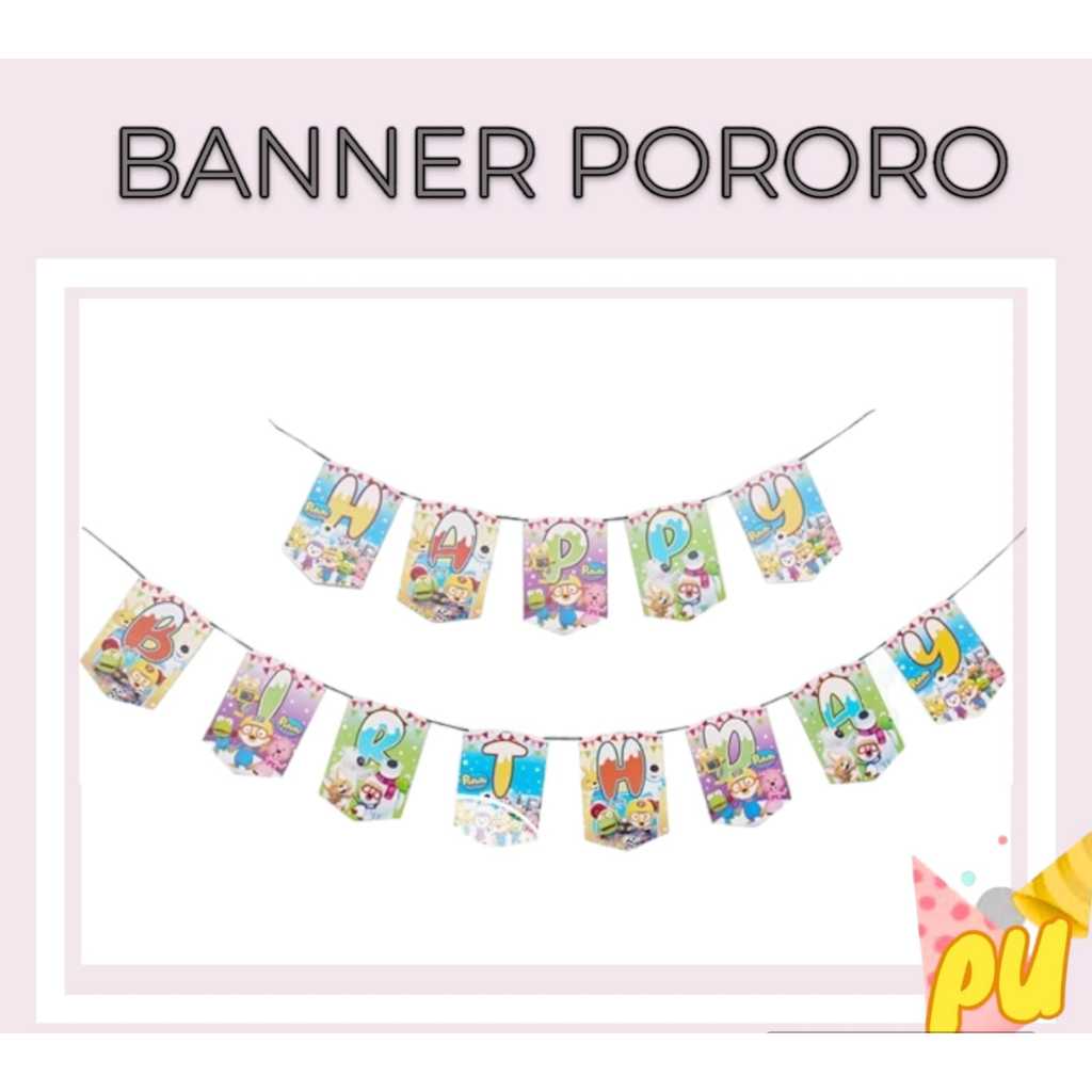 Bunting Flag PORORO / Banner Ulang Tahun Pororo Penguin