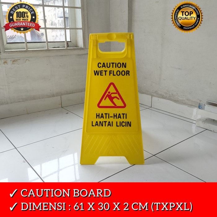 Caution Wet Floor Sign Papan Peringatan Lantai Basah Licin CAUTION WET FLOOR PAPAN PERINGATAN HATI-H