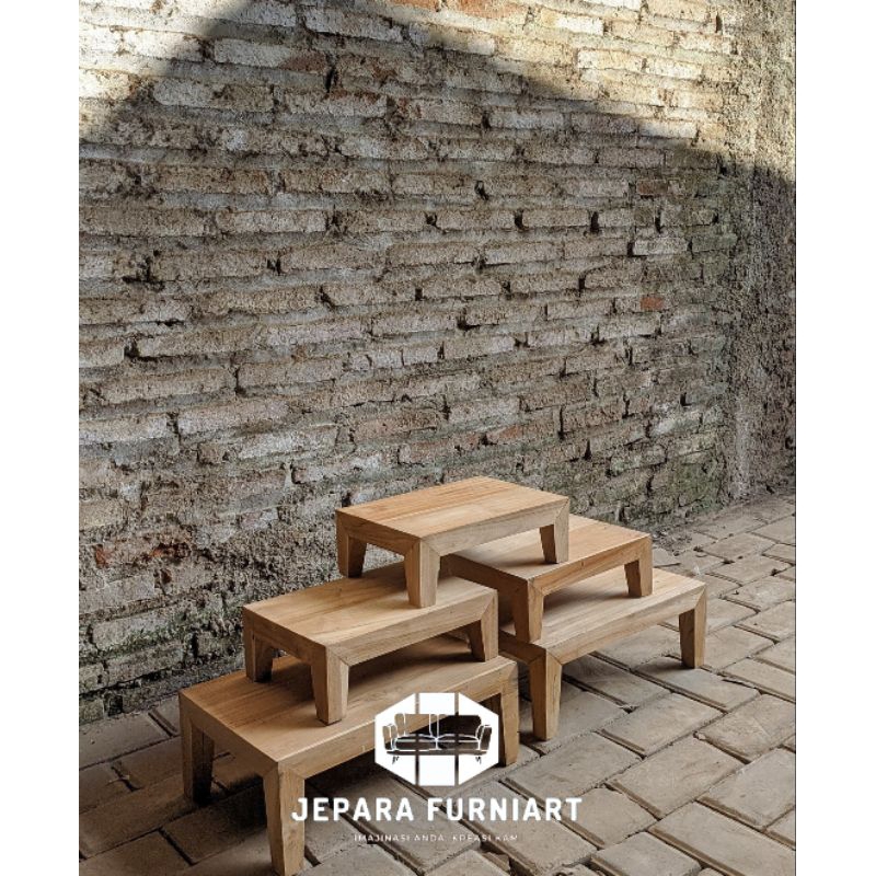 Bangku Dapur Kayu Jati / Dinklik Dapur Minimalis 1 Set 3 Pcs