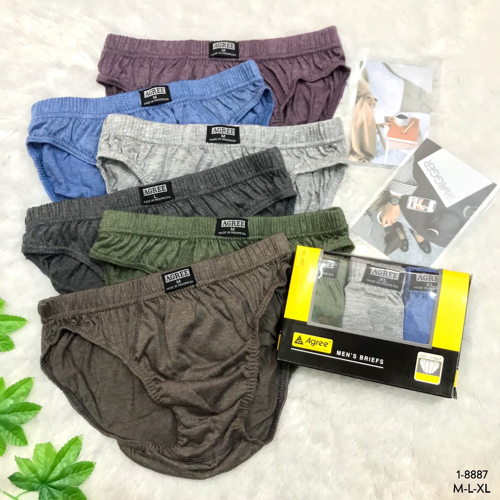 TB - 3pcs Celana Dalam Sempak Pria M L XL XXL CD Brief Cowok Katun Polos Underwear Import Murah Paka