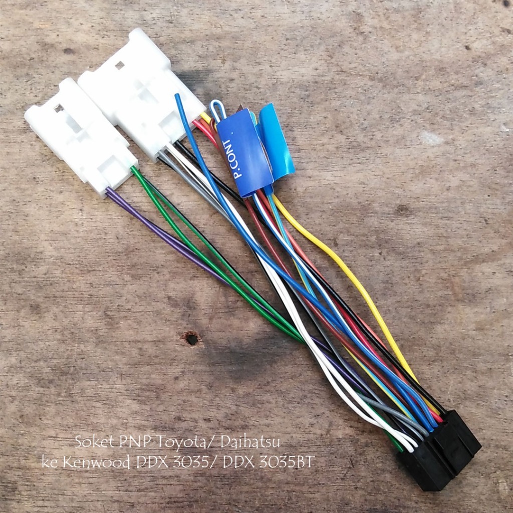 Kabel Soket Mobil Toyota PNP ke Head Unit Kenwood DDX 3035/ DDX 3035BT/ DDX 3035IH4 Tanpa Potong Kab