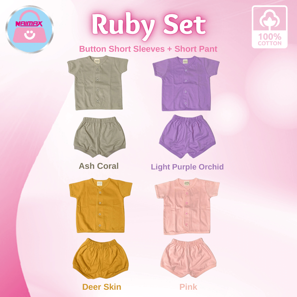 Naimax Piyama Bayi-Setelan Pendek Bayi-Baju Tidur Bayi-Naimax EARTH Ruby SET