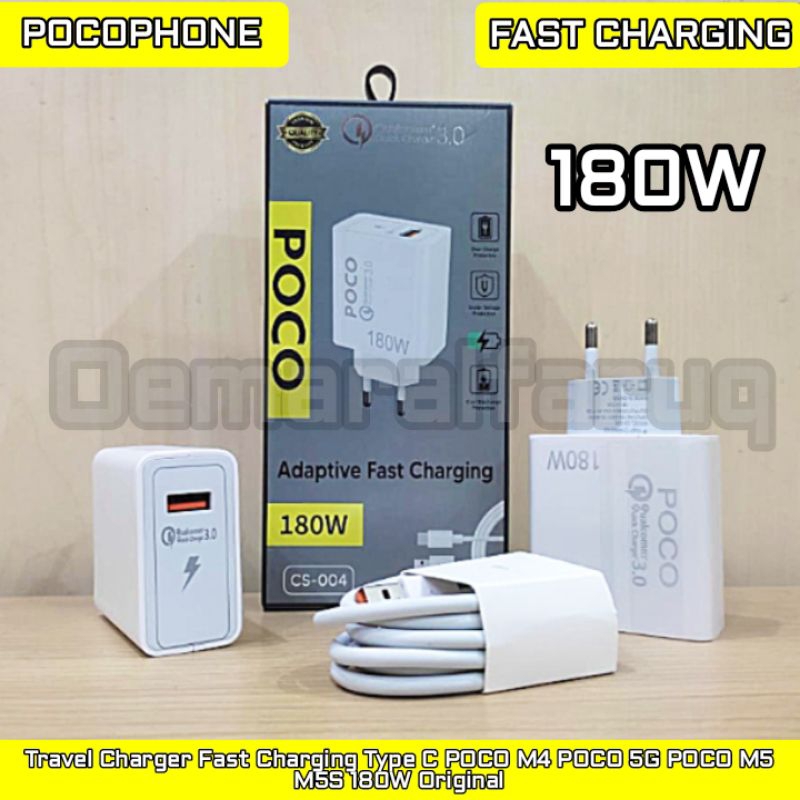 Travel Charger Fast Charging Type C POCO M4 POCO 5G POCO M5 M5S 180W Original 180 Watt