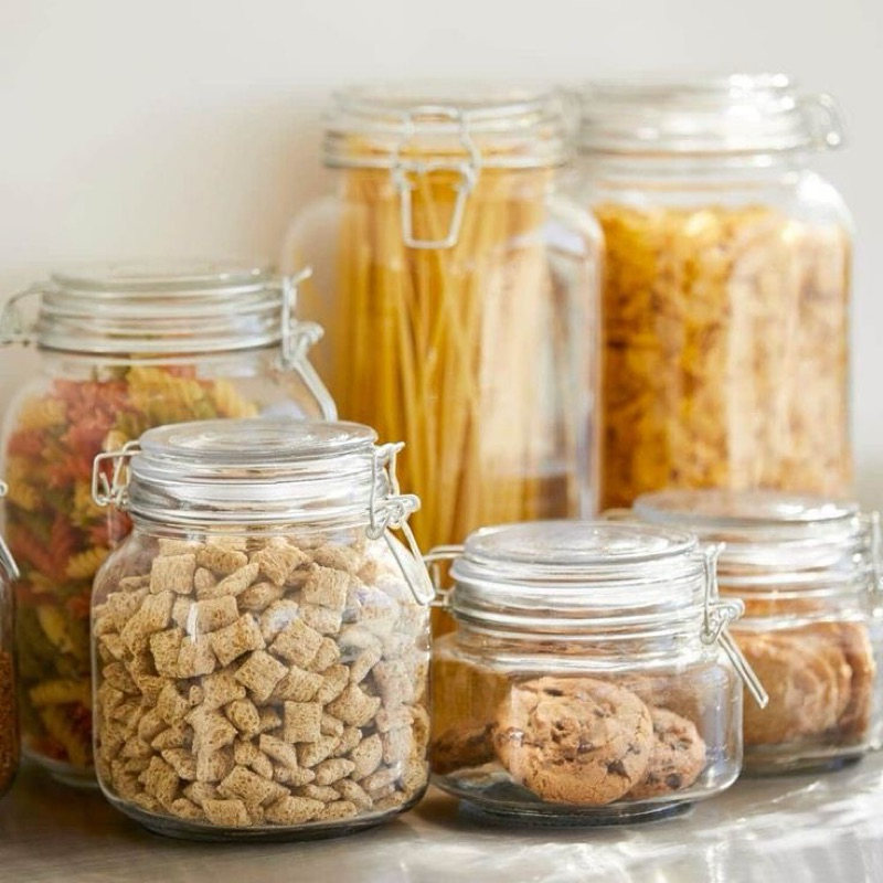 JE.ID Toples Kaca Toples Kerupuk Aesthetic Jar Kaca Toples Lebaran Toples Kaca Kedap Udara Toples