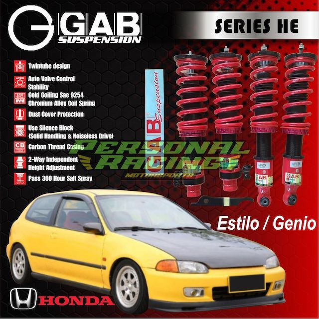 Suspensi per Shockbecker Coilover GAB HE Civic EG Estilo Genio
