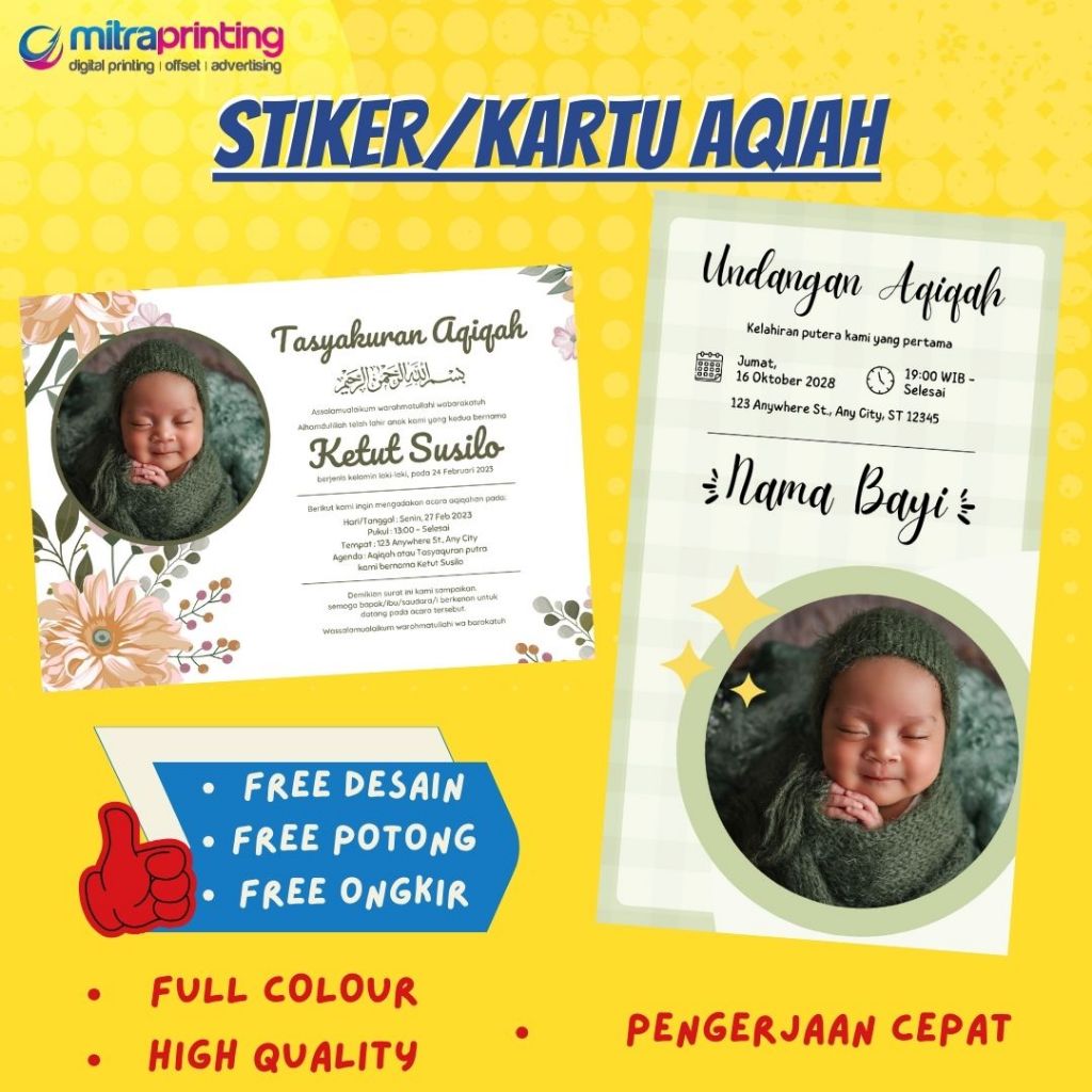 LABEL - STIKER - KARTU UCAPAN AQIQAH / TASYAKURAN / KELAHIRAN BAYI MURAH CEPAT