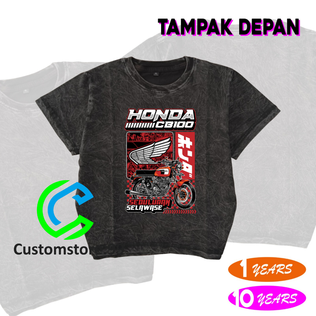 Baju Anak Kaos Anak WASHED Motif Motor CB100 Terbaru FREE NAMA