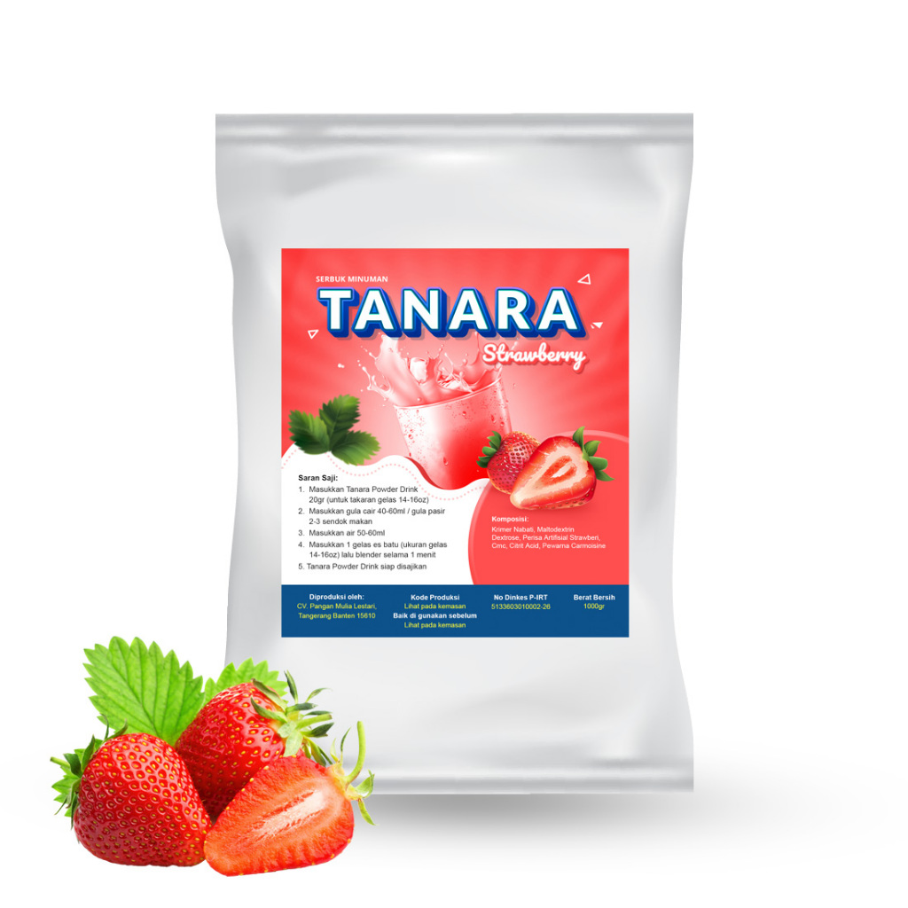 

Bubuk Strawberry Mix Gula 1Kg - Serbuk Minuman Premium Tanara powder