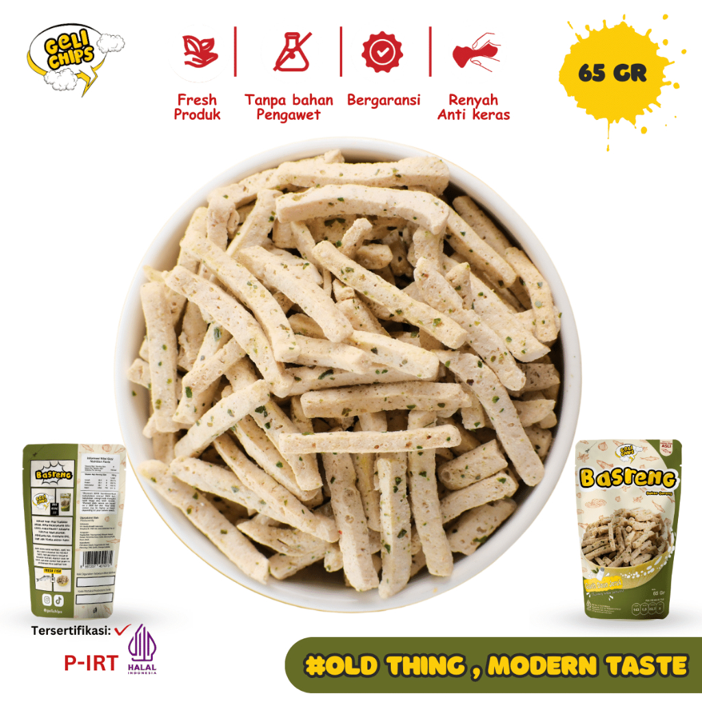 

Gelichips - Basreng Original Camilan Kering Gurih Daun Jeruk 65gr