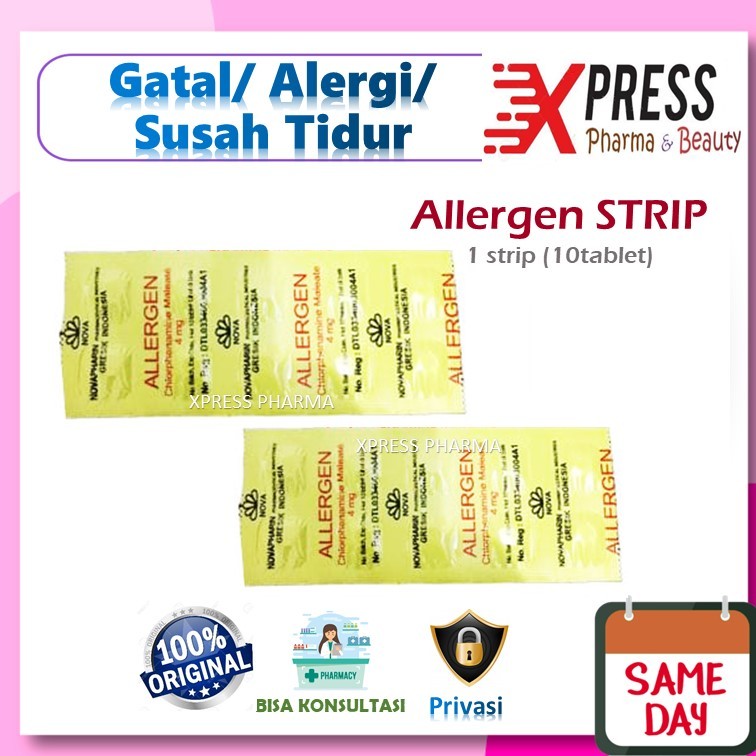 XPRESS  Allergen STRIP Obat Gatal Alergi Susah Tidur CTM Chlorpheniramine maleate Alergen Tablet Zet