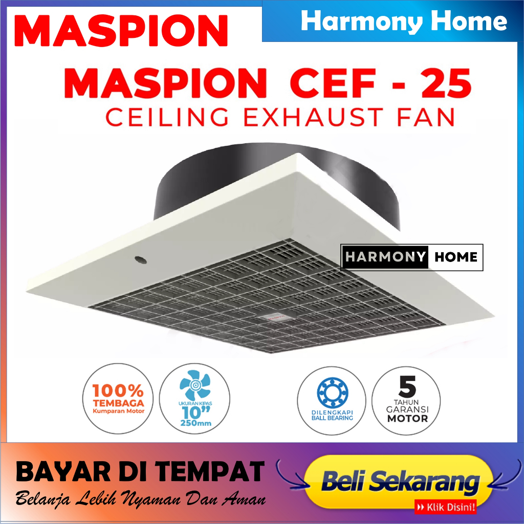 MASPION CEF-25 Kipas Hisap Plafon Ceiling Exhaust/Hexos/Heksos Fan Plafon Ukuran 10 inch (25 cm)