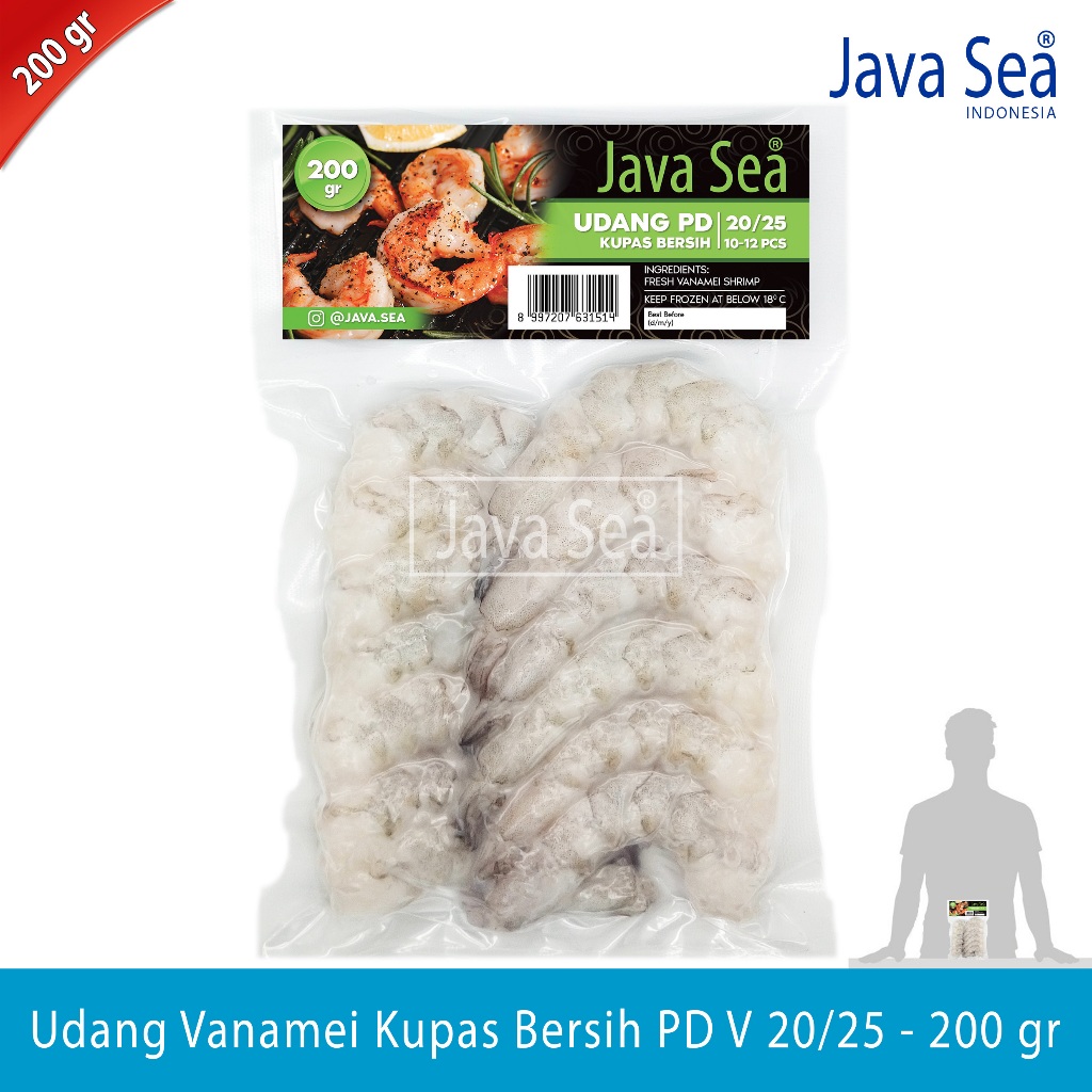 

Udang Vanamei Kupas Bersih PD V 20/25 pack 200gr Java Sea