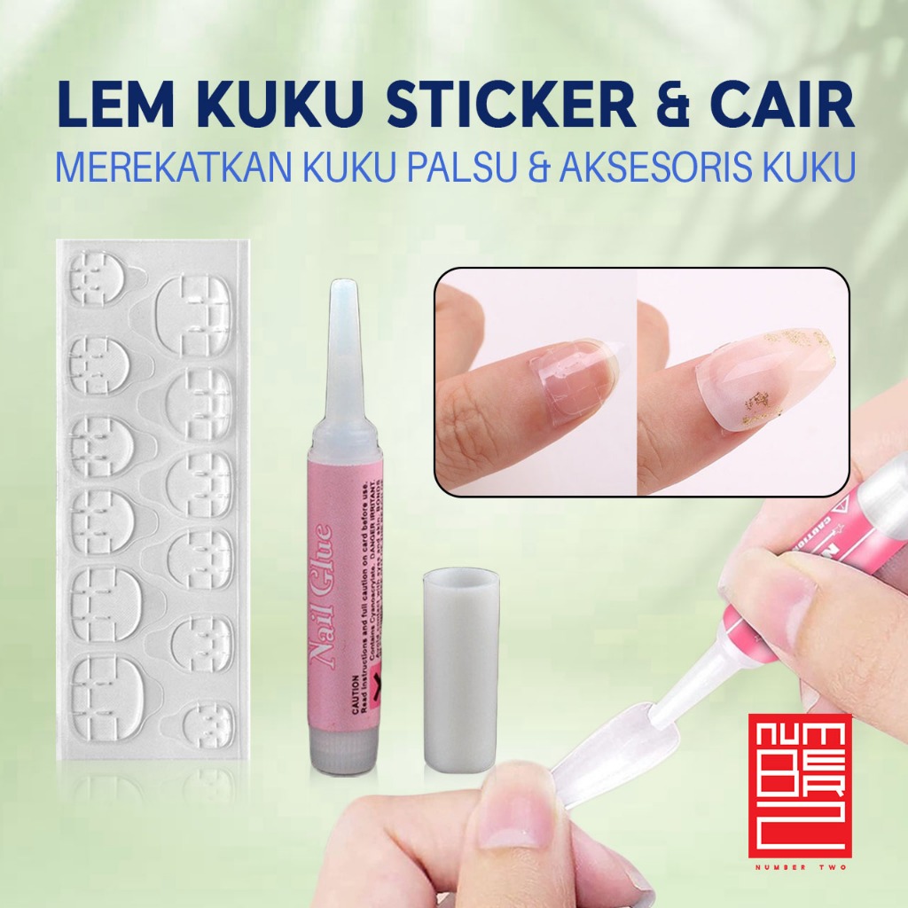 Lem kuku palsu cair nail art kuat tahan lama awet lem stiker tempel double tape yang bagus
