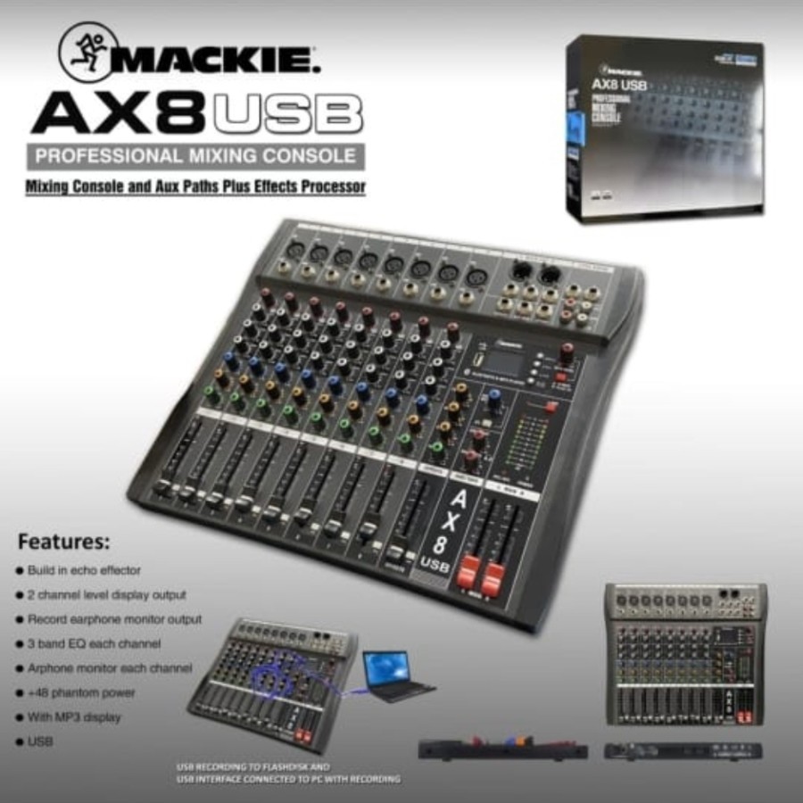 MIXER AUDIO MACKIE AX8N USB - MP3-BLUETOOTH ( 8 channel full )