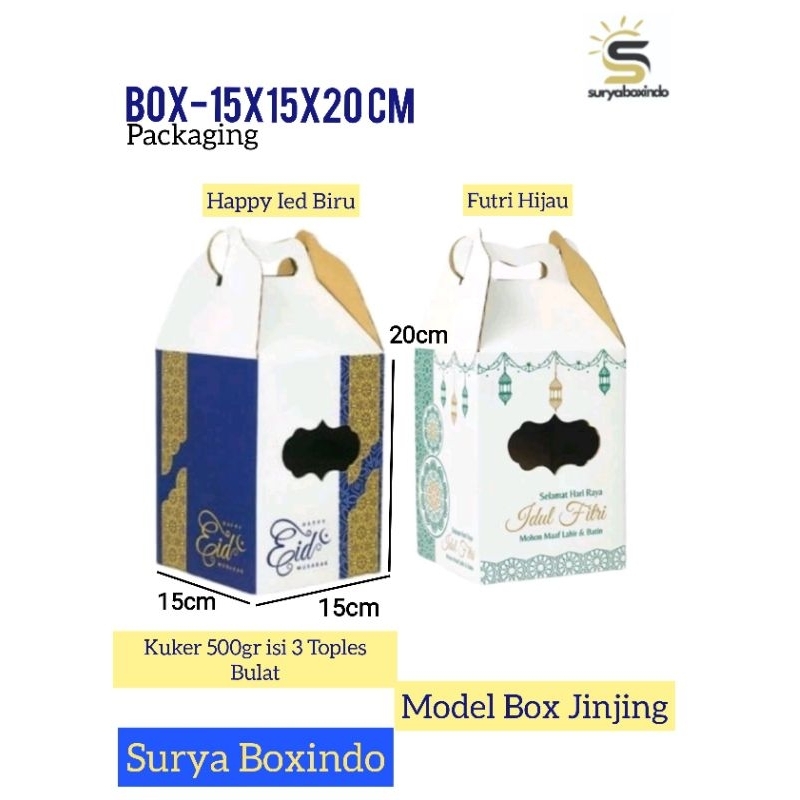 

Box 15x15x20 cm (KUKER 500 GR ISI 3 TOPLES) /Hampers/Kardus/idulfitri