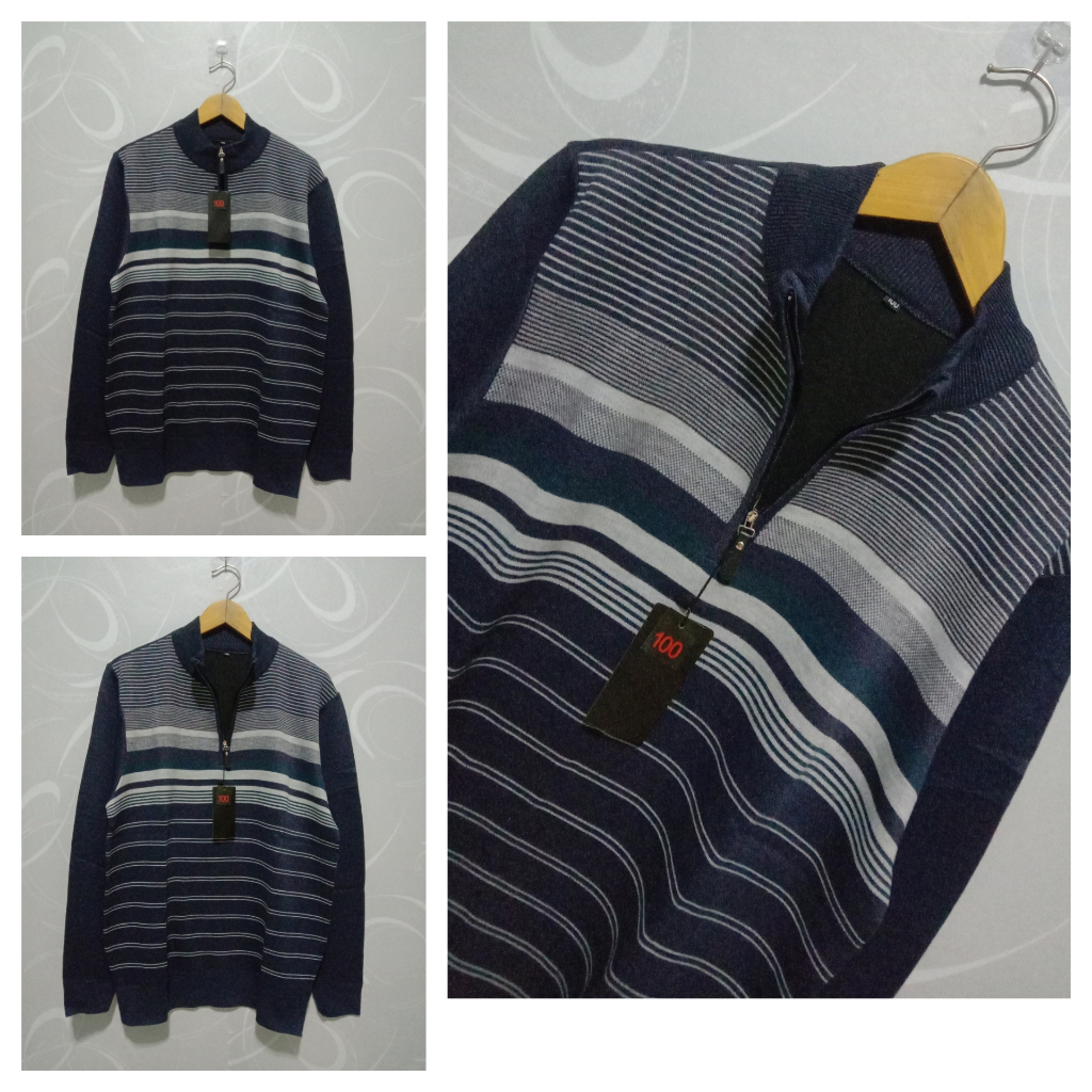 Sweater Pria Bapak Resleting Dada Sweater Import