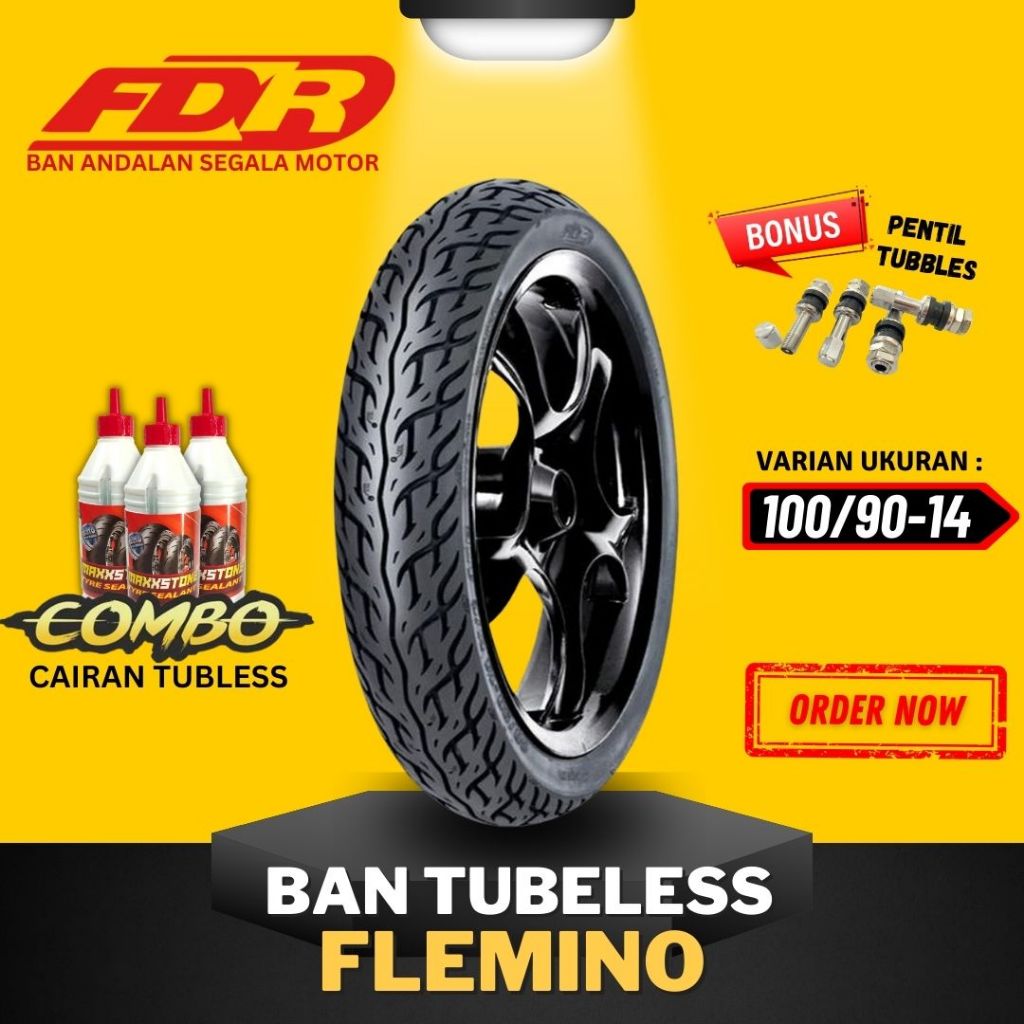 [READY COD] BAN FDR FLEMINO 100/90-14 RING 14 / BAN FDR TUBELESS TUBLES RING 14 ( 100/90-14 ) BAN FDR TUBLES RING 14 / BAN MOTOR MATIC MIO VARIO BEAT SPACY SCOOPY