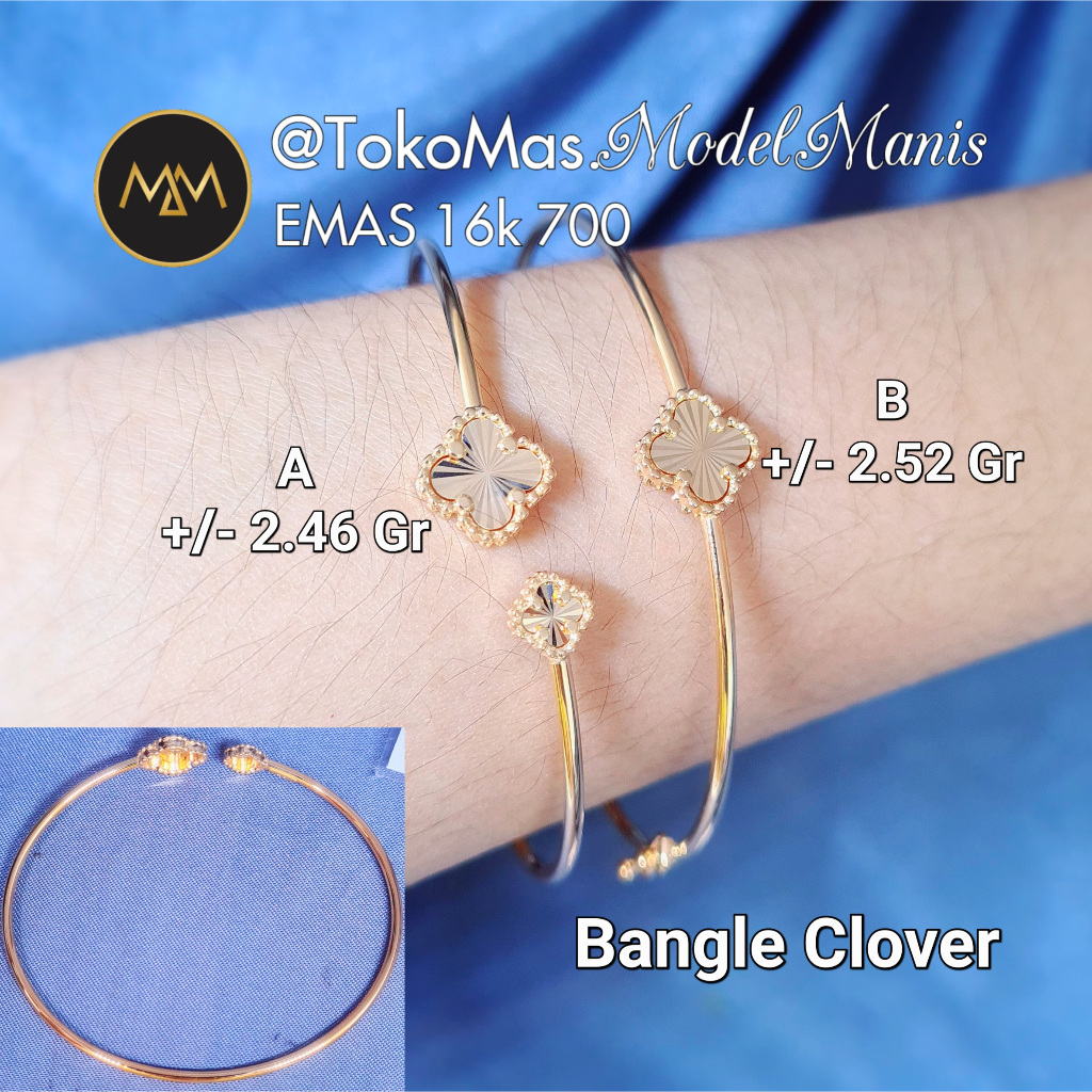 Gelang Bangle Alhambra Tinju - Single Emas Kuning 700 Kadar 16k