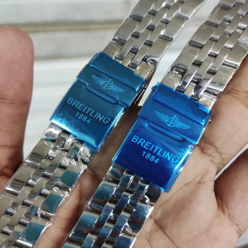 PANTAS STRAP STAINLESS BREITLING 22 24MM 1884 SILVER LURUS SOLID BAND RANTAI TALI JAM