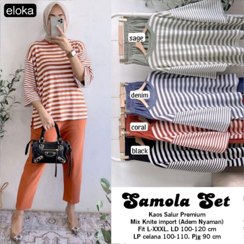 SETELAN BLOUSE WANITA JUMBO/SAMOLA/ONESET BLOUSE WANITA KAOS SALUR PREMIUM JUMBO LD 120 CM FIT XXXL