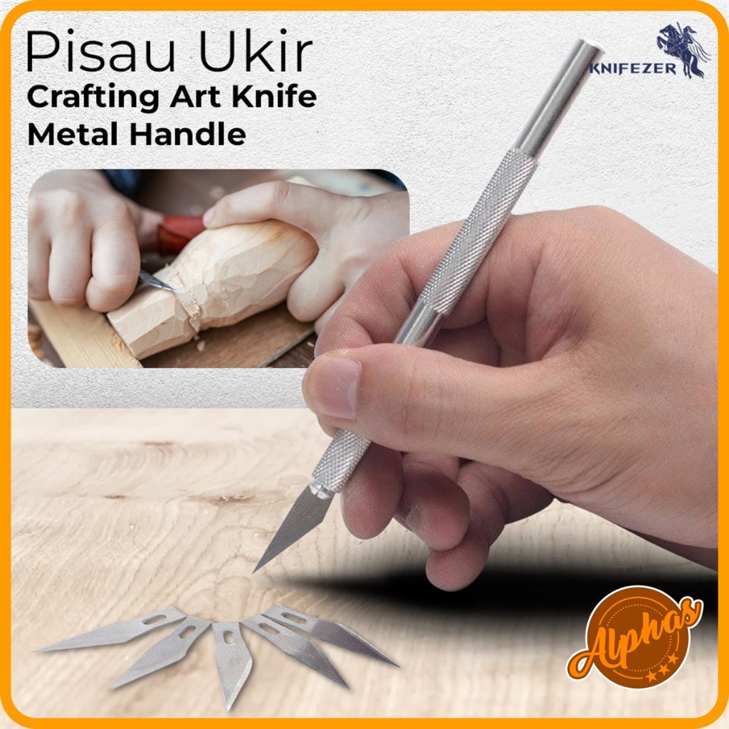 

Pisau Ukir Seni Hobby Crafting Art Knife Metal Handle with 4 PCS Blade Pahat Sculpting