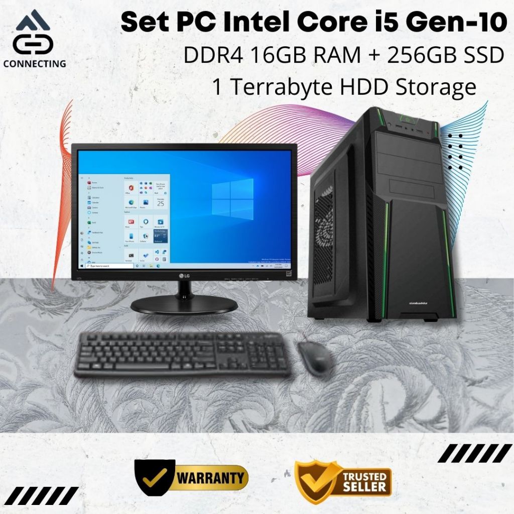 Set PC Komputer Intel Core i5-10400 Gen-10 RAM 16GB SSD Rakitan Office