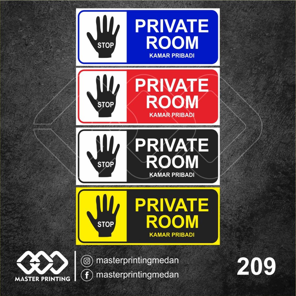 

209 - Stiker Private Room, Kamar Pribadi, Sticker Vinyl, Premium, Tahan Air, Termurah, Bisa Custom
