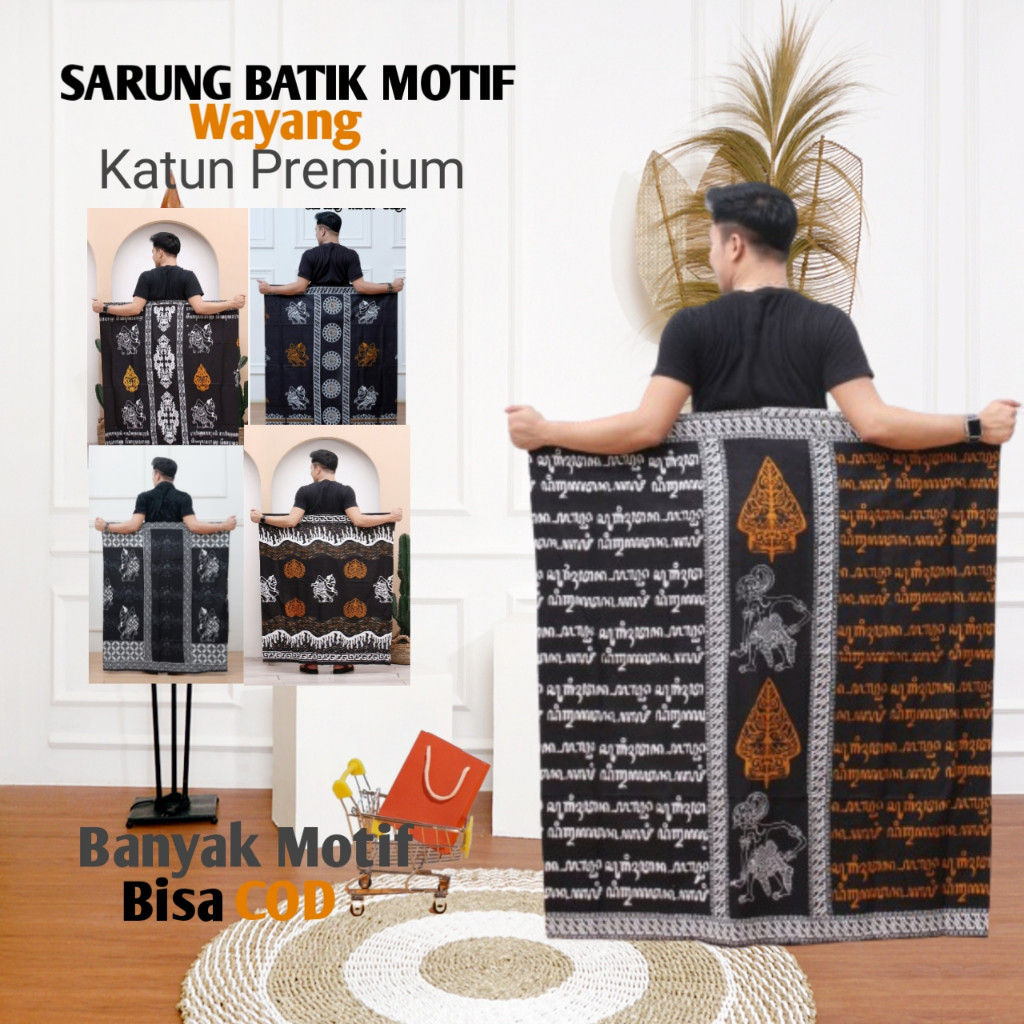 SARUNG BATIK MOTIF WAYANG/SARUNG PRIA DEWASA/SARUNG SANTRI