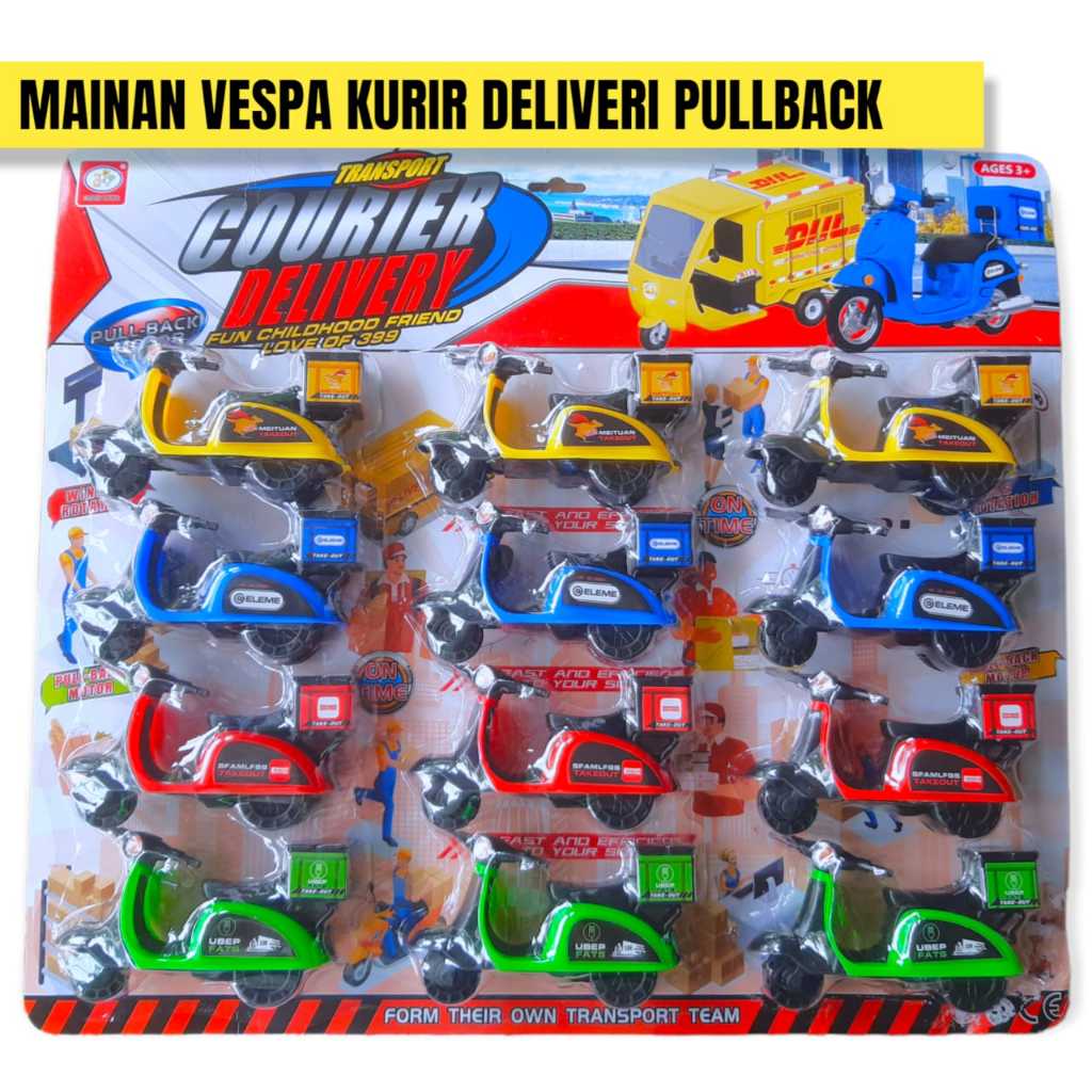 MOTOR VESPA KURIR / MAINAN MOTOR VESPA PULLBACK / MAINAN MOTOR VESPA WARNA WARNI
