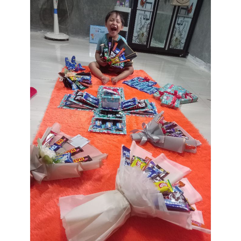 Explosion box tarik uang & buket uang, buket snac, buket bunga dan kosongan